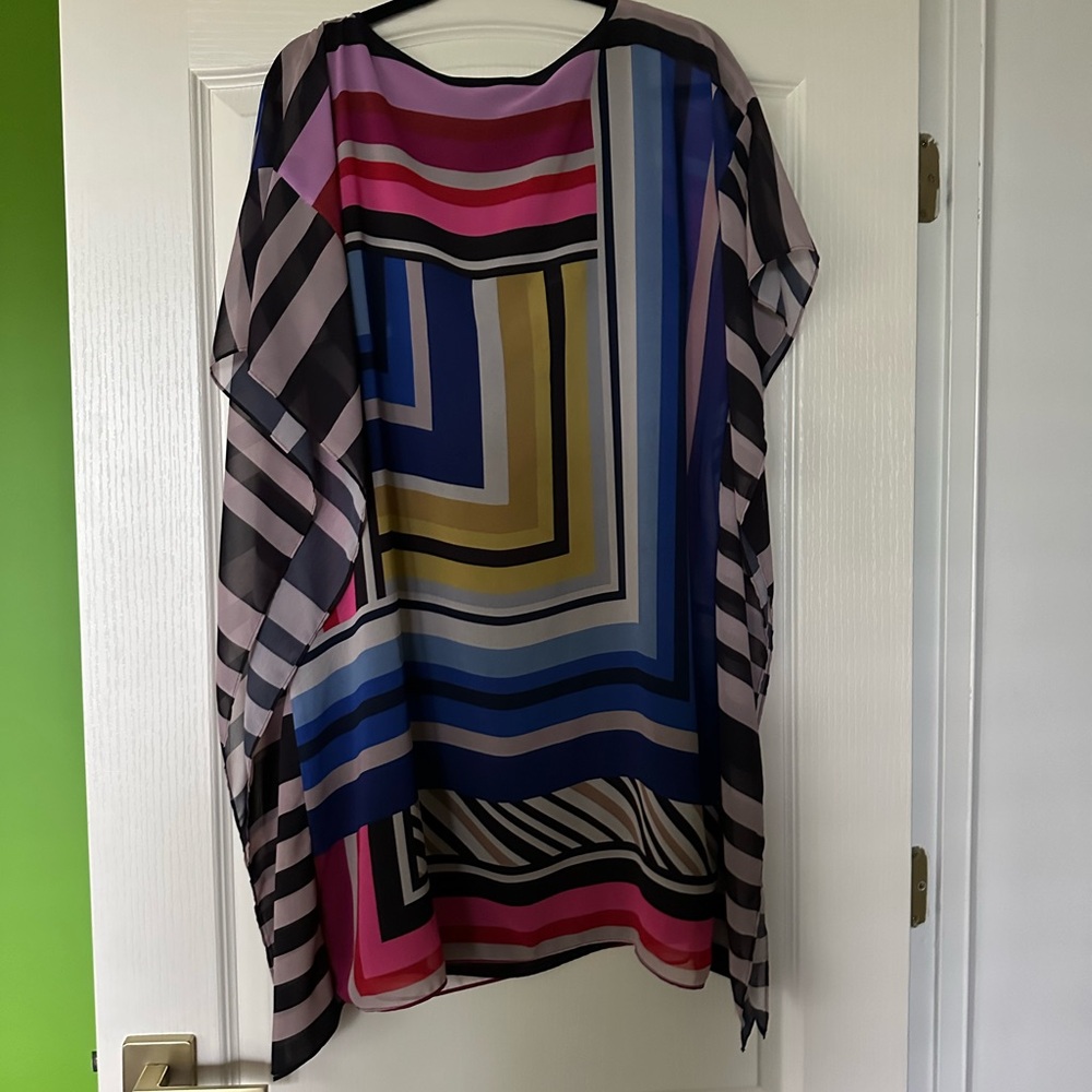 Trina Turk Theodora Sheer Patterned Tunic Caftan Dress - Picture 6 of 11